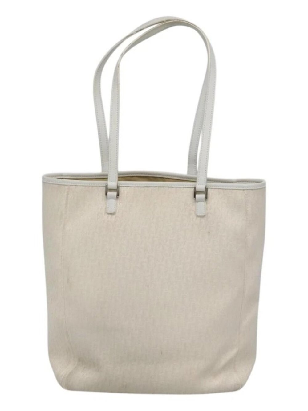 Christian Dior Trotter Canvas Tote Bag White Silver Auth mr1118V - Picture 3 of 16